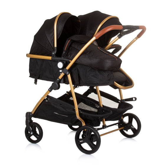 Chipolino Duo Klappkinderwagen für 2 Obsidian Gold Schwarz