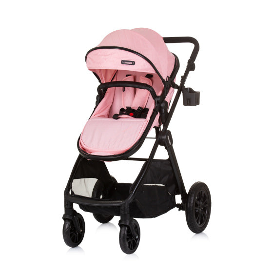 Chipolino Harmony faltbarer 3-in-1-Kinderwagen mit Wickeltasche rosa