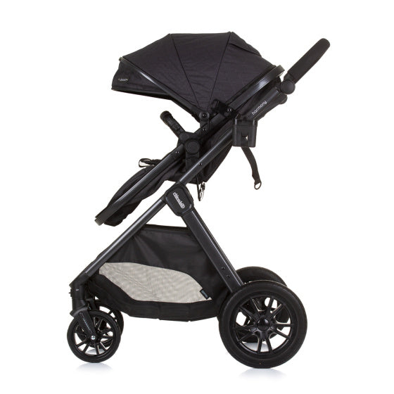 Chipolino Harmony faltbarer 3-in-1 Kinderwagen mit Wickeltasche Granit Anthrazit
