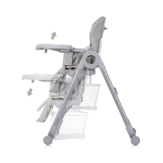 Chipolino Chef High Stuhl mit reinem grauem Sitzkissen Food -Kissen