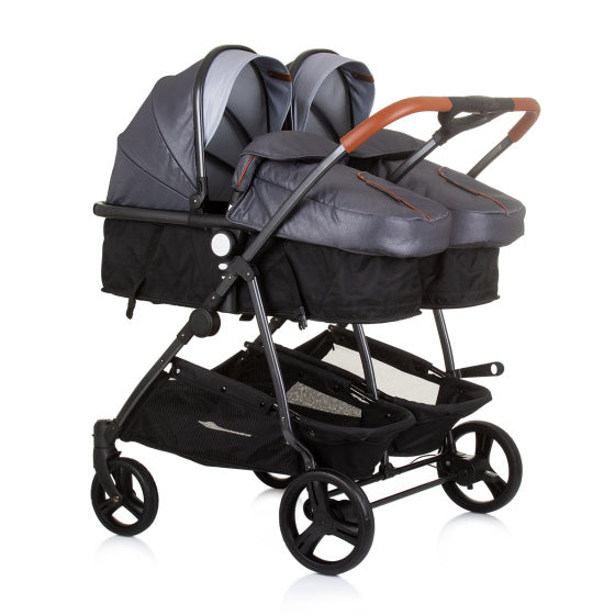 Chipolino -Duo faltbarer Kinderwagen für 2 silbergraues Schwarz