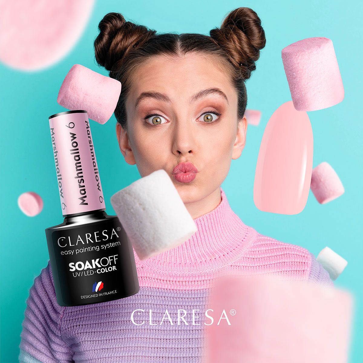 Claresa UV-LED-Gel-Nagellack, 5 ml, Marsh Mallow 6