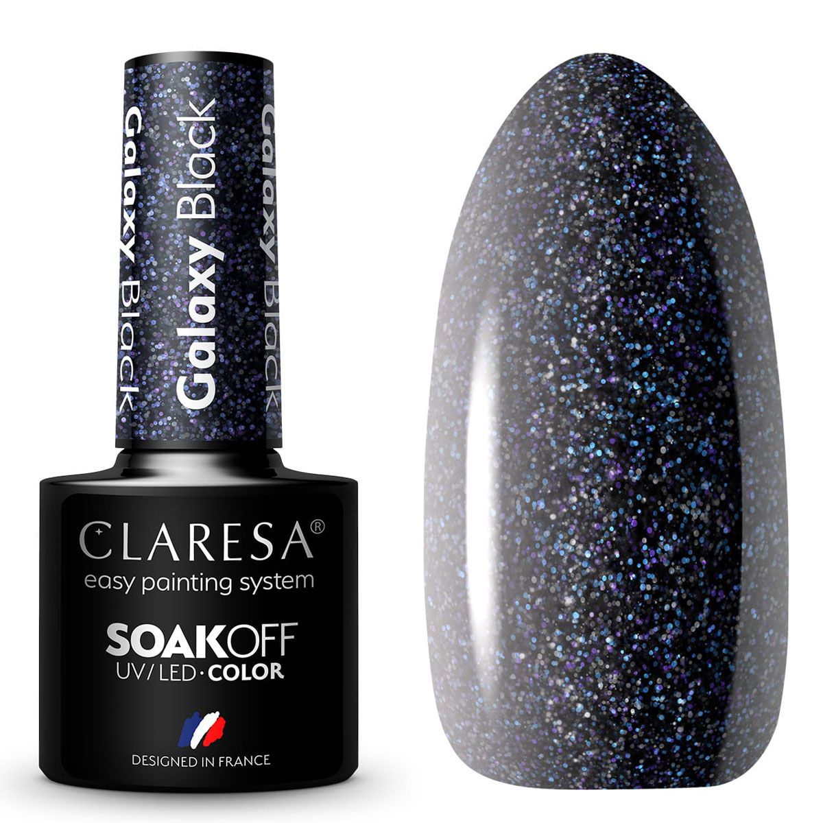 Claresa UV-LED-Gel-Nagellack, 5 ml, Galaxy Black