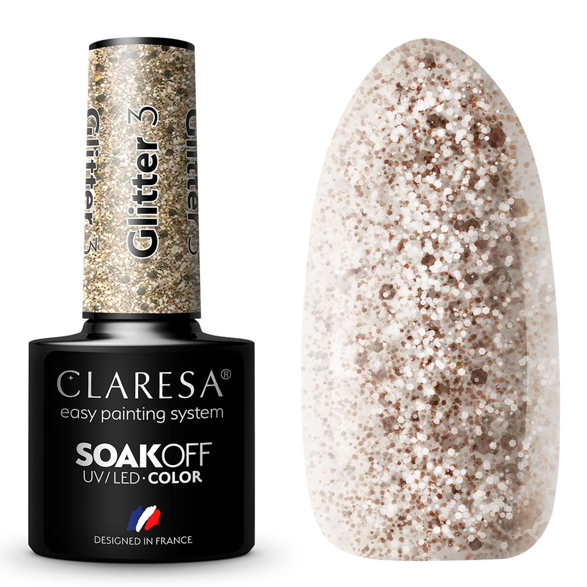 Claresa UV-LED-Gel-Nagellack, 5 ml, Glitzer 3