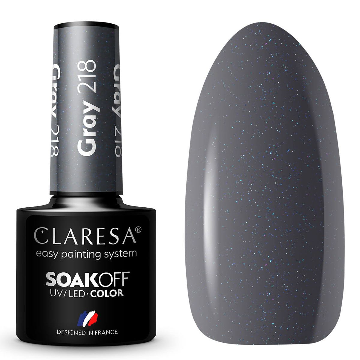 Claresa UV-LED-Gel-Nagellack, 5 ml, Grau 218 Quiet Forest