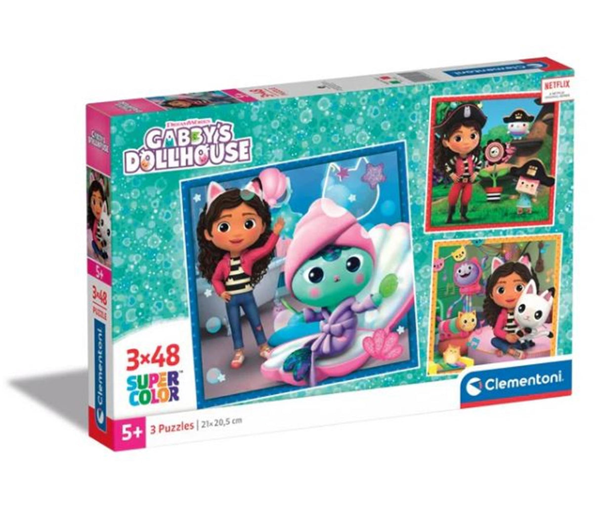 Clementoni Jigsaw Puzzle Super Color Square Gabby's Poppenhuis II, 3x48st.
