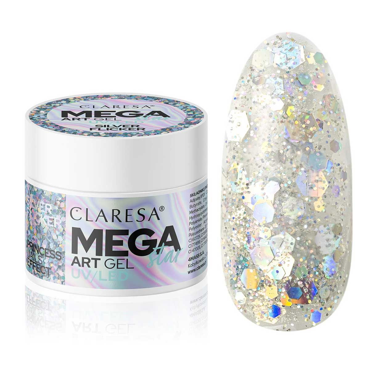 Claresa Megastar Silberflimmer UV-LED-Kunstgel 10gr.