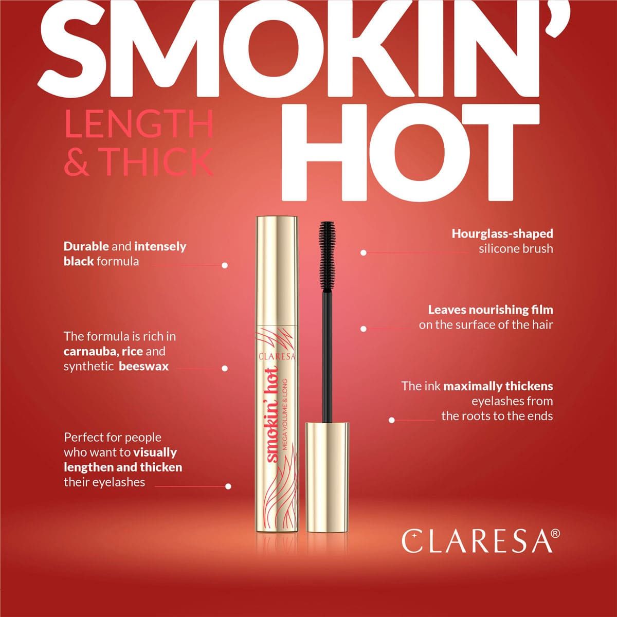 Claresa Smokin' Hot Mascara schwarz 10 ml