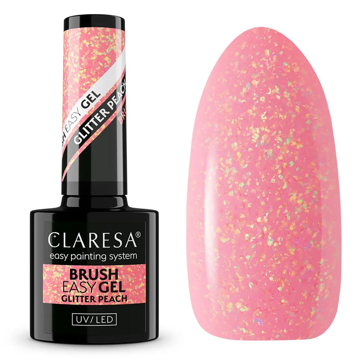 Claresa Pinsel Easy Gel Glitzer Pfirsich 5ml