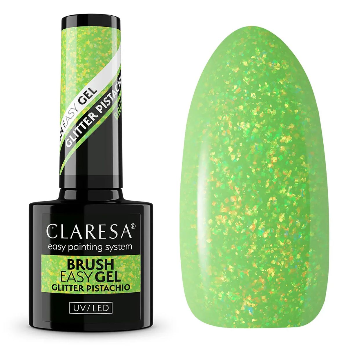 Claresa Pinsel Easy Gel Glitzer Pistazien 5ml