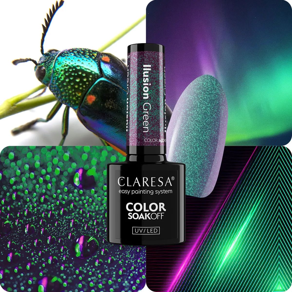 Claresa UV-LED-Gel-Nagellack, 5 ml, Farbe Alchemie – Illusionsgrün