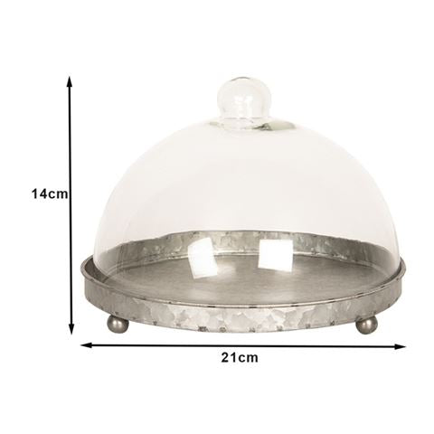 Clayre Eef Glasglocke 6gl2491 grau transparent 21x15 cm