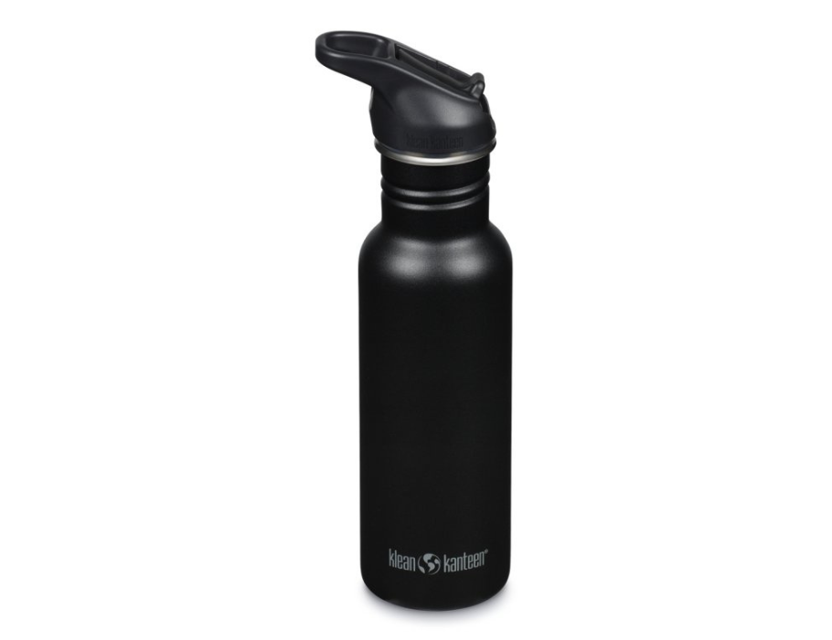 Klean Kanteen Trinkflasche – klassisch schmal – Sportverschluss mit Flip – schwarz – 532 ml