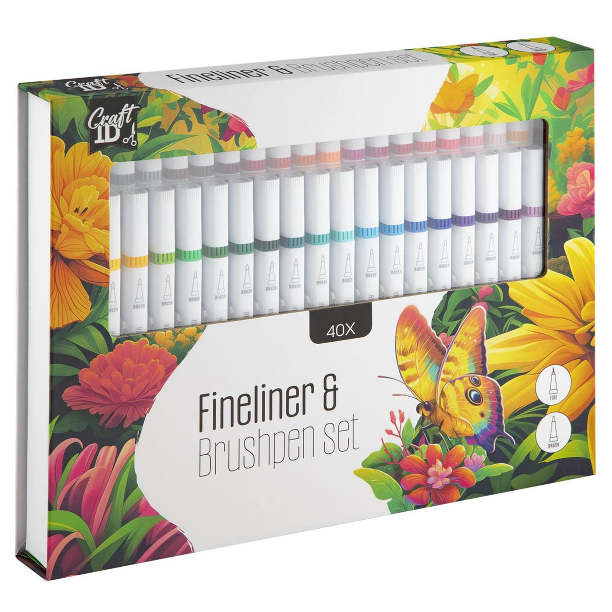 Craft ID Farbset Fineliner Pinselstift 40 Stück