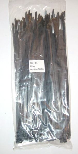 Kabelbinder ohne Marke 7,6x300, schwarz, 100er-Beutel