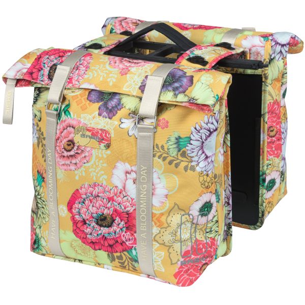 Basilikum Bloom Field Doppelfahrradbeutel, wasserdicht, Honiggelb, 35 l