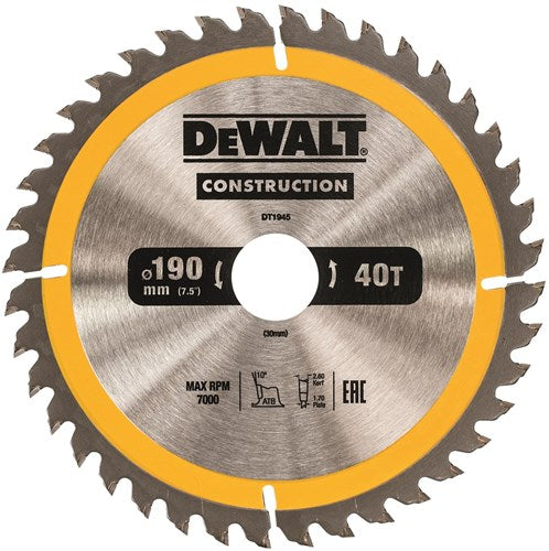 Dewalt Zubehör Dewalt DT1945 Serie – Kreissägeblatt – ATB – 190 mm – 40 Zähne