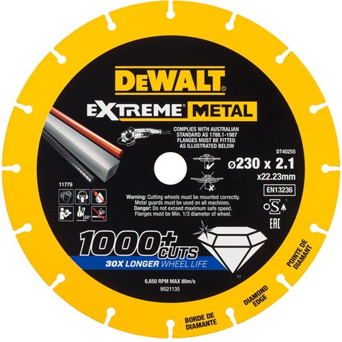 Dewalt Zubehör Extreme Metal Trennscheibe Metall 230 x 22,23 x 2,1 mm – dt40255-qz