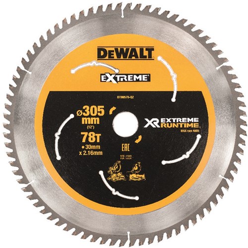 Dewalt Zubehör Extreme Runtime Kreissägeblatt 305 mm x 30 mm 80 Zähne – dt99576-qz