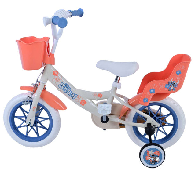 Disney Stitch Children's Bike Girls 12 Zoll Creme Coral Blue