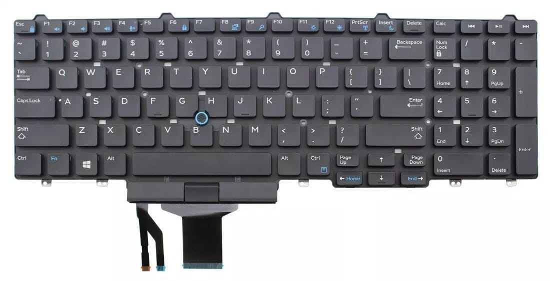 Dell Laptop -Tastatur QWERTY Us + Stickpoint, Hintergrundbeleuchtung