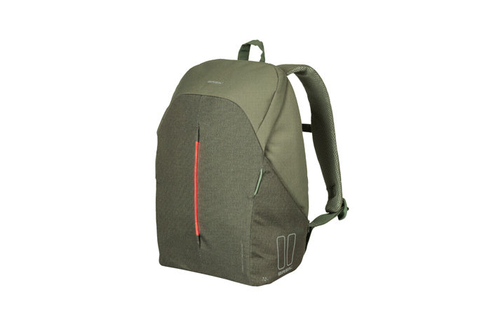 Basilikum B -Safe Pendler Nordlich - Moderner Fahrrad -Rucksack für Elektrofahrräder - 18 l - Grün - Unisex - mit LED -Beleuchtung