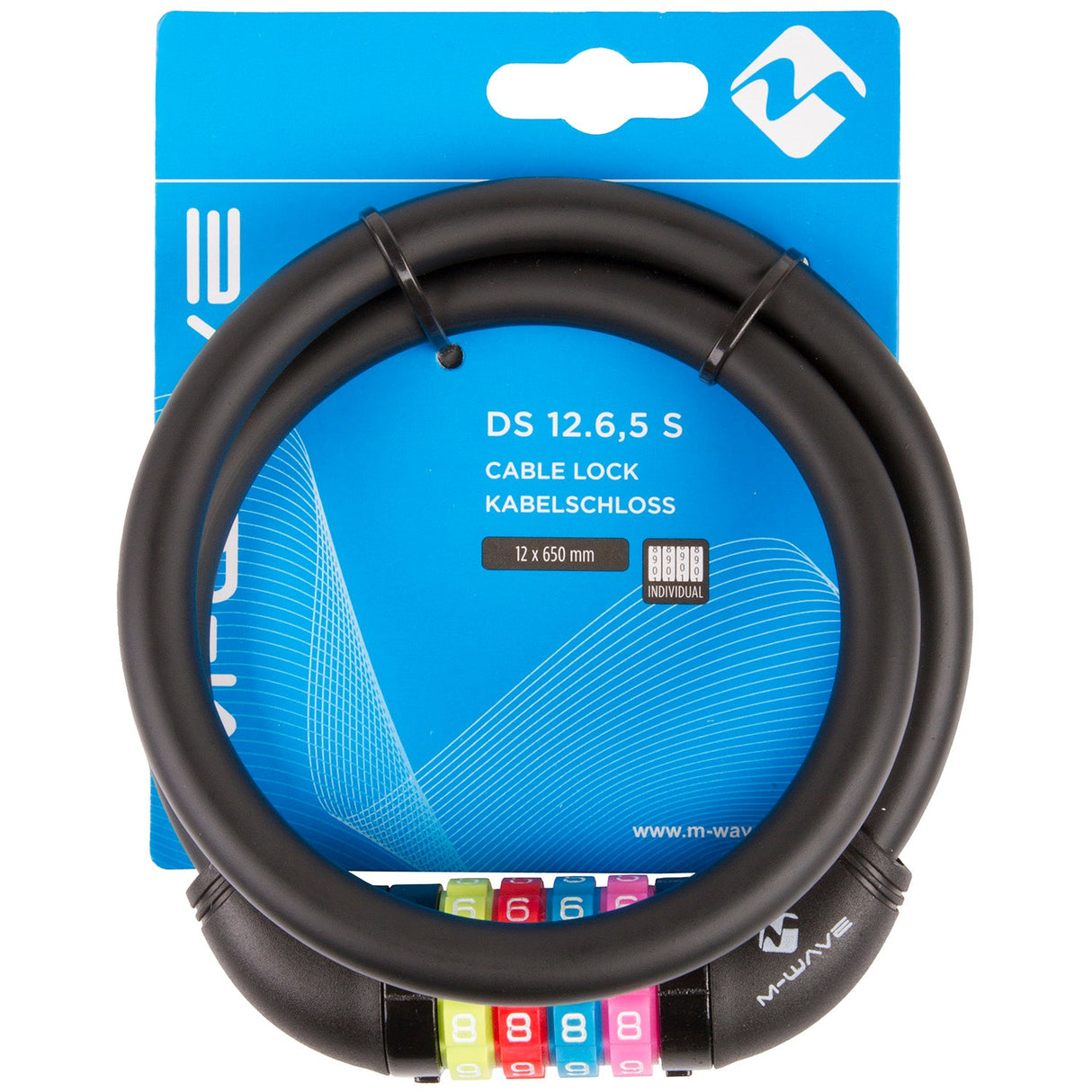 Messingschloss M-Wave Zahlenkabelschloss Silikon schwarz 65cm12mm