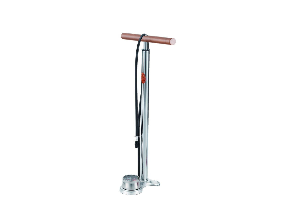 Mp mijnen pieper bv mp airfish voetpomp met houten handgreep. manometer. 14 bar. schrader dunlop presta