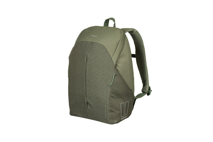 Basilikum B -Safe Pendler Nordlich - Moderner Fahrrad -Rucksack für Elektrofahrräder - 18 l - Grün - Unisex - mit LED -Beleuchtung