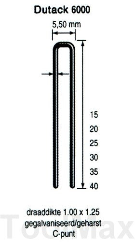 Dutack 5.5mm nieten | 40mm | 5000 stuks - 5028034