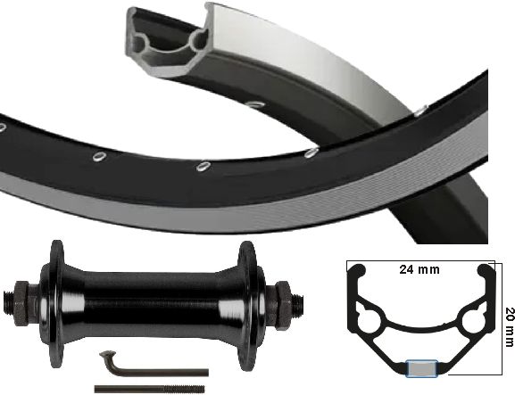 KGS Vorderrad 28 Zoll (622) Felge schwarz-silber Speiche schwarz Projektion schwarz