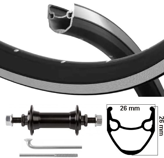 Kgs Vorderrad 28 Zoll (622) Felge Ryde Stratos silber schwarz Vollachse