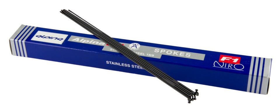 Alpina Speichen Edelstahl schwarz 14g 272mm ohne Nippel pro 144 Stück