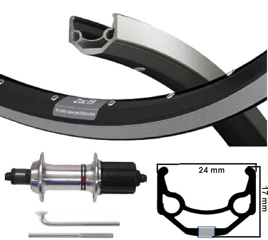 KGS Hinterrad 28 Zoll (622) ZAC19 Schwarz Silber 8 9-Gang-Ausfallende