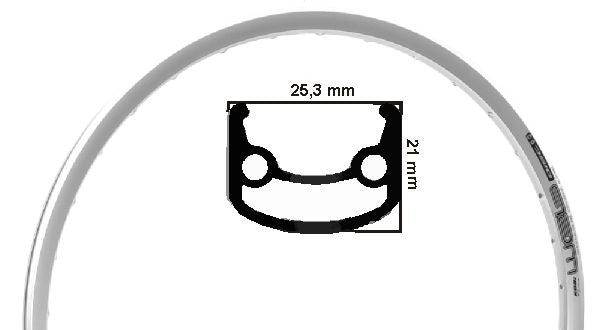 Rodi Web E-Bike Rim 26 Zoll 559 Silber 36 Löcher Loch 14