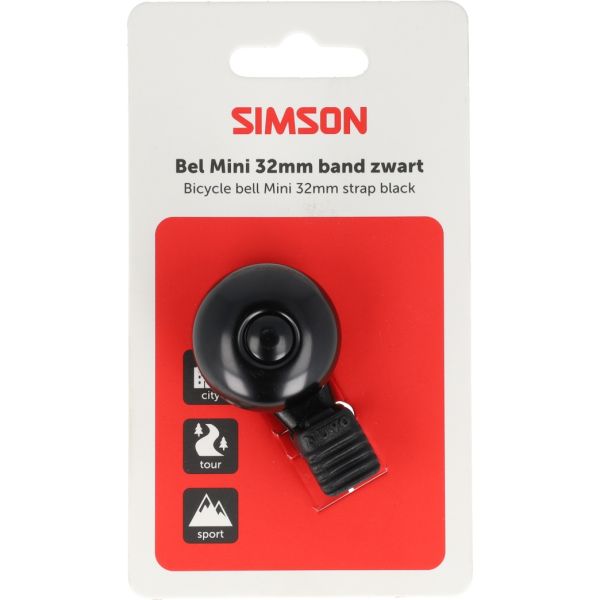 Simson bel mini 32mm flex-band bevestiging zwart