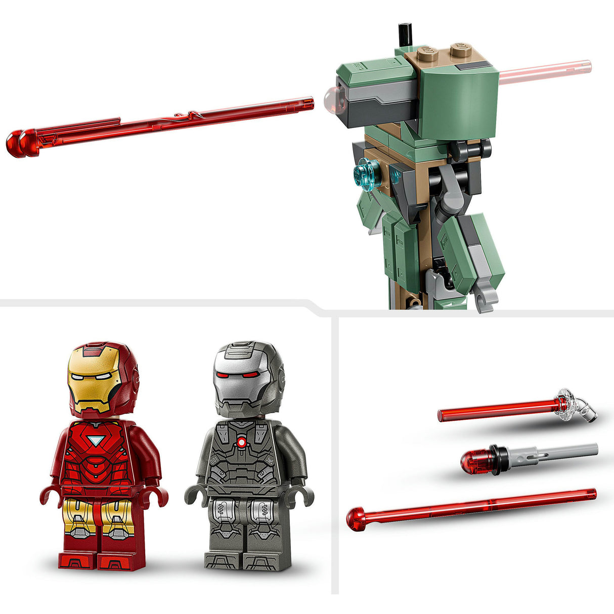 Lego Superhelden Marvel 76320 Iron Man und Kriegsmaschine gegen Hammerdrohnen