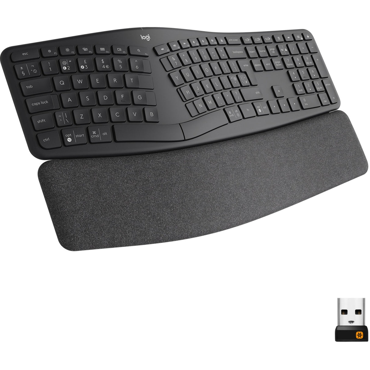 Logitech K860 Ergo-Tastatur (schwarz, 100 %, Bluetooth, US-internationale ISO)