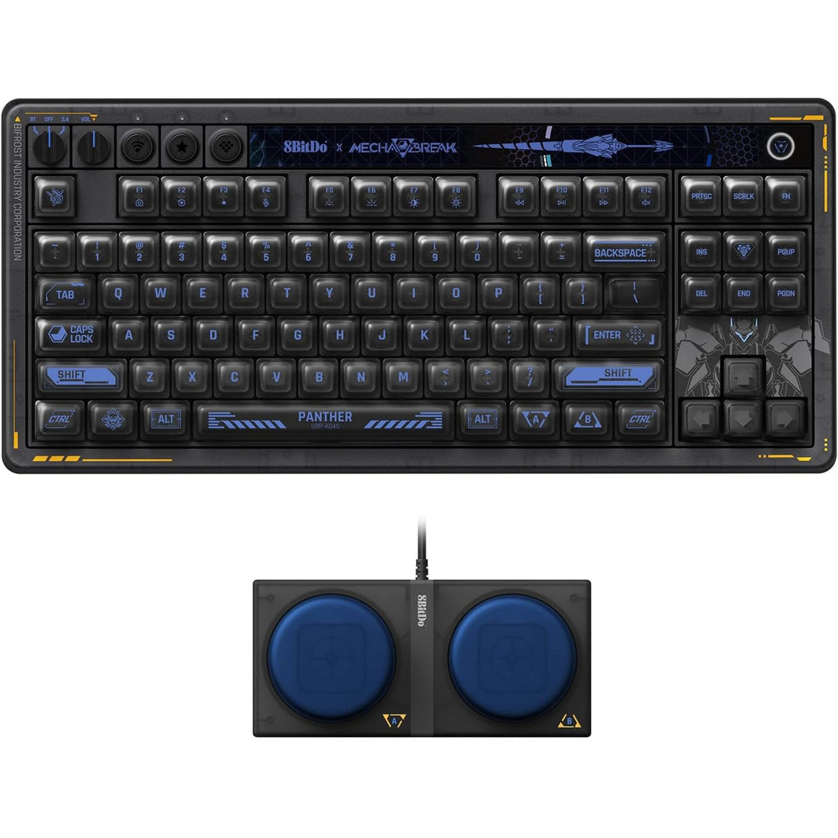 8bitdo retro 87 mechanical keyboard - mecha break (zwart, us lay-out (qwerty), kailh box jellyfish pro glaze, 80% (tkl), abs keycaps, hot-swap, bluetooth le 5.0, wireless 2.4ghz, usb)