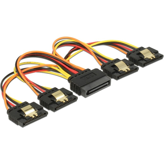 Delock SATA 15 Pin Power > SATA 15 Pin Power 4x Kabel (schwarz rot, 0,15 Meter)