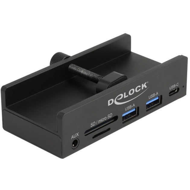 Delock externer 3-Port USB-Hub mit Feststellschraube (schwarz)