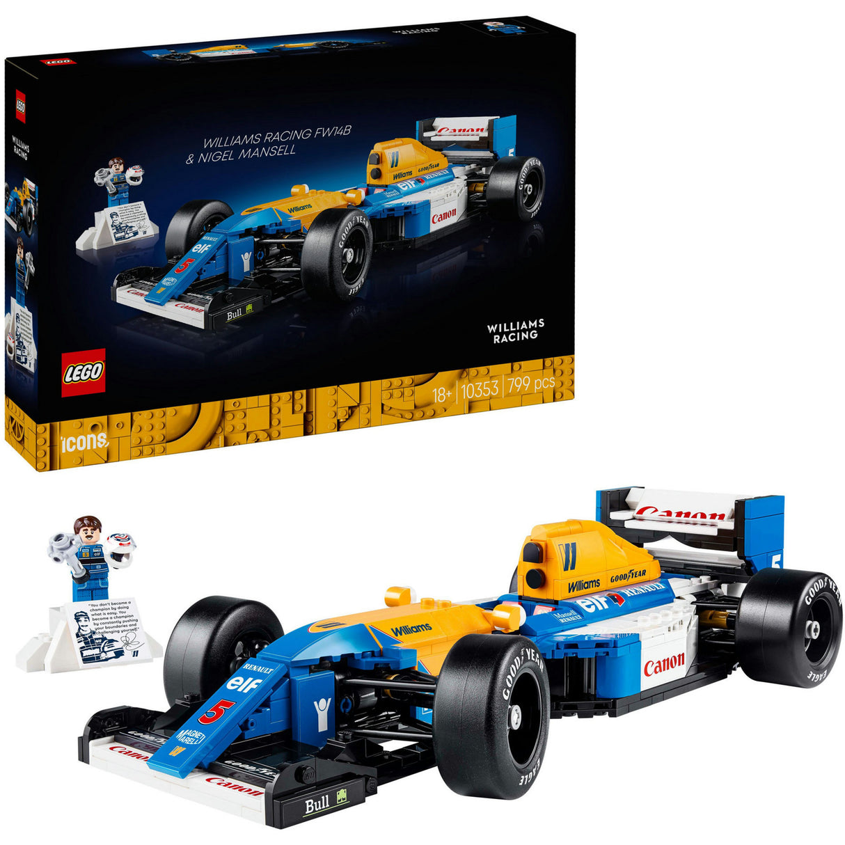 Lego-Ikonen 10353 Williams Racing FW14B und Nigel Mansell