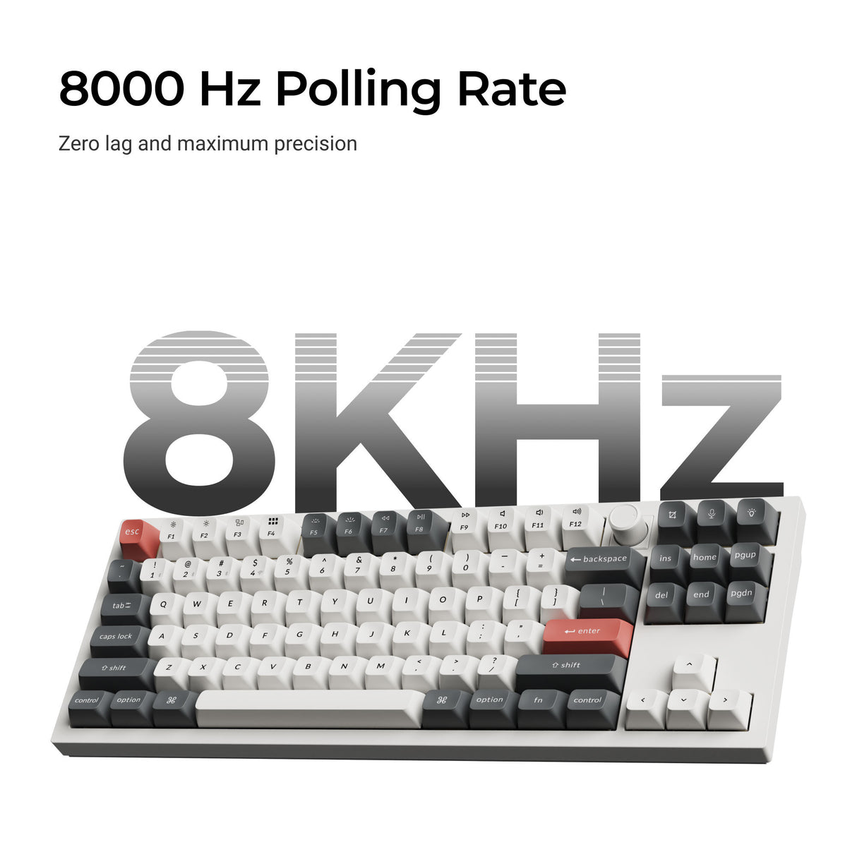 Keychron q3 ultra-m1 8k wireless custom mechanical keyboard (zwart, us lay-out (qwerty), silk pom red, 80% (tkl), rgb, hot swap, 8k, 2.4 ghz | bluetooth 5.2 | usb-c)