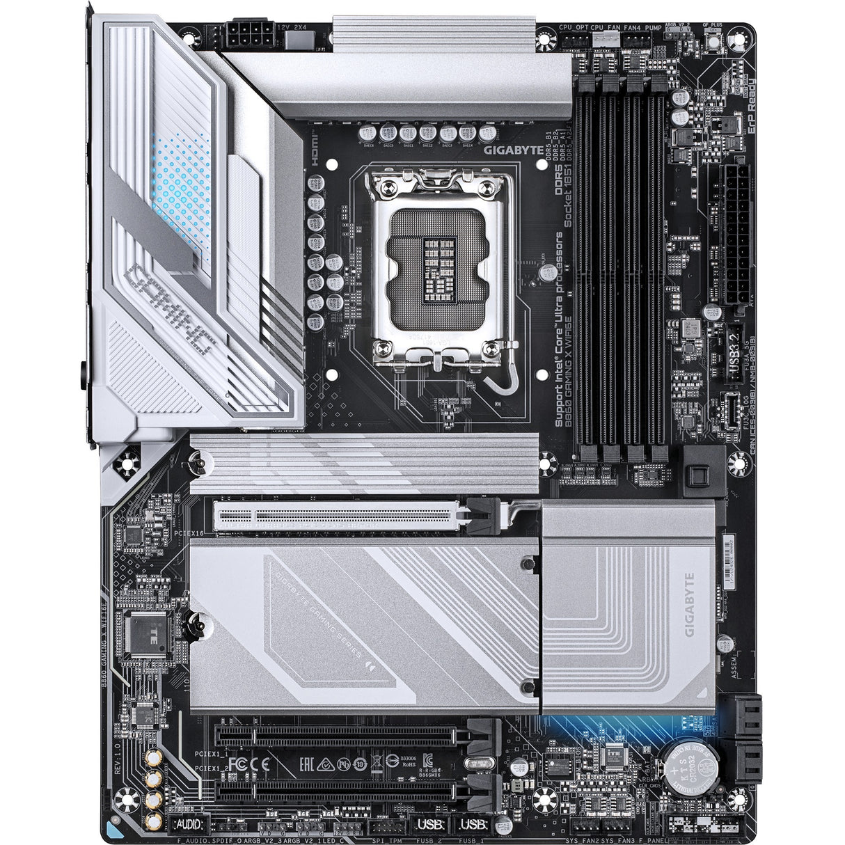 Gigabyte B860 Gaming x WiFi6e, ATX, LGA1851, Intel B860, 4x DDR5, 2,5 GBE, Wi-Fi 6e, USB4, USB-C