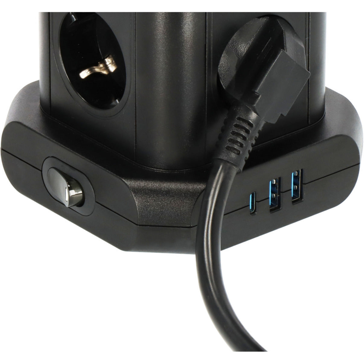 Brennerstuhl Steckdosenleisten-Tower mit 8 Steckdosenleisten in 45°-Anordnung Steckdosenleiste (Schwarz, 2x USB-A, 1x USB-C Stromlieferung)