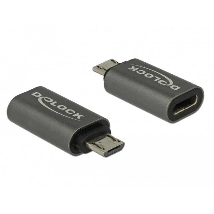 Delock Adapter USB 2.0 Micro-B Stecker auf USB Typ-C 2.0 Buchse (Anthrazit)