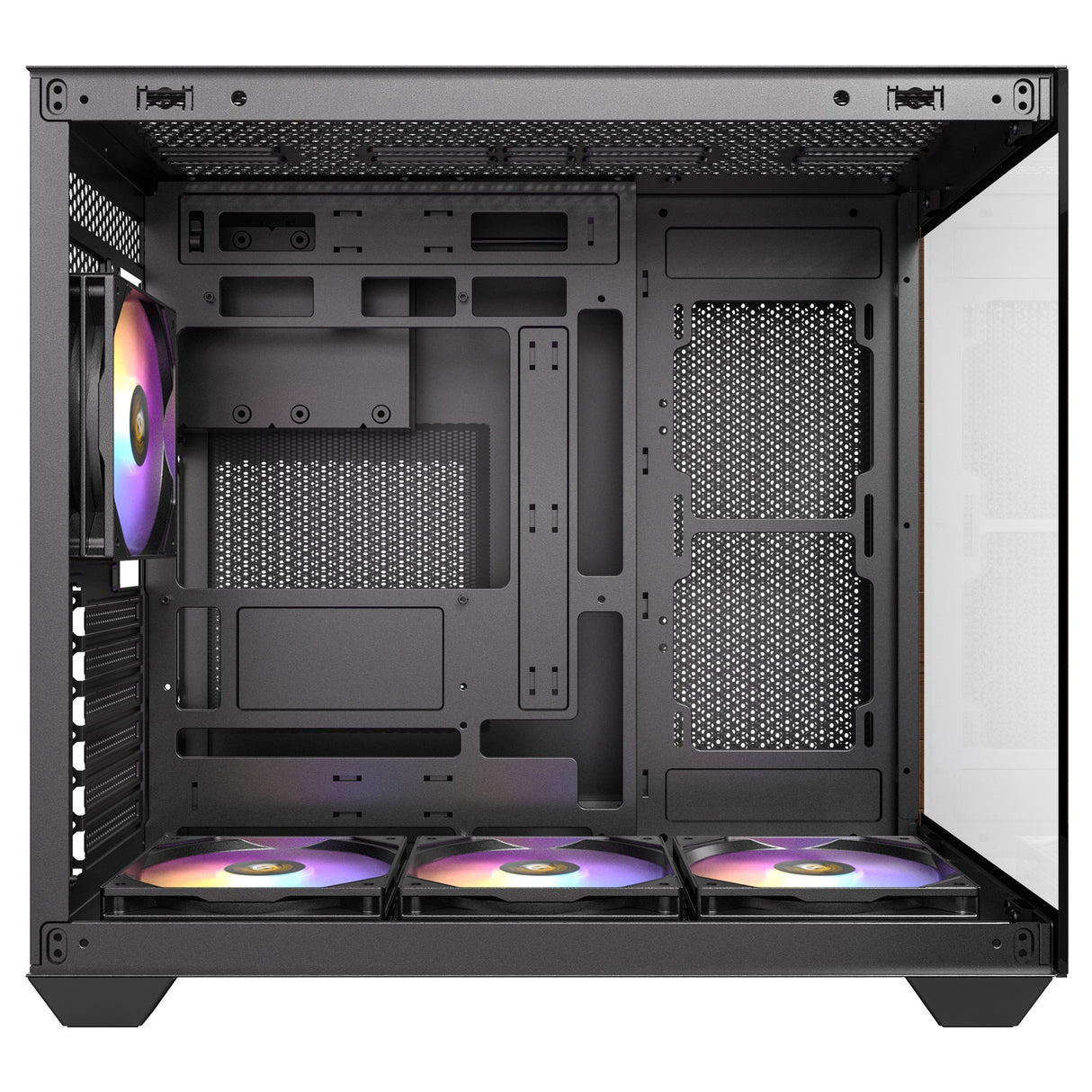 Antec cx800 Wood Argb Midi-Tower-Gehäuse (schwarze Holzfarbe | 1x USB-A | 1x USB-C | gehärtetes Glas)