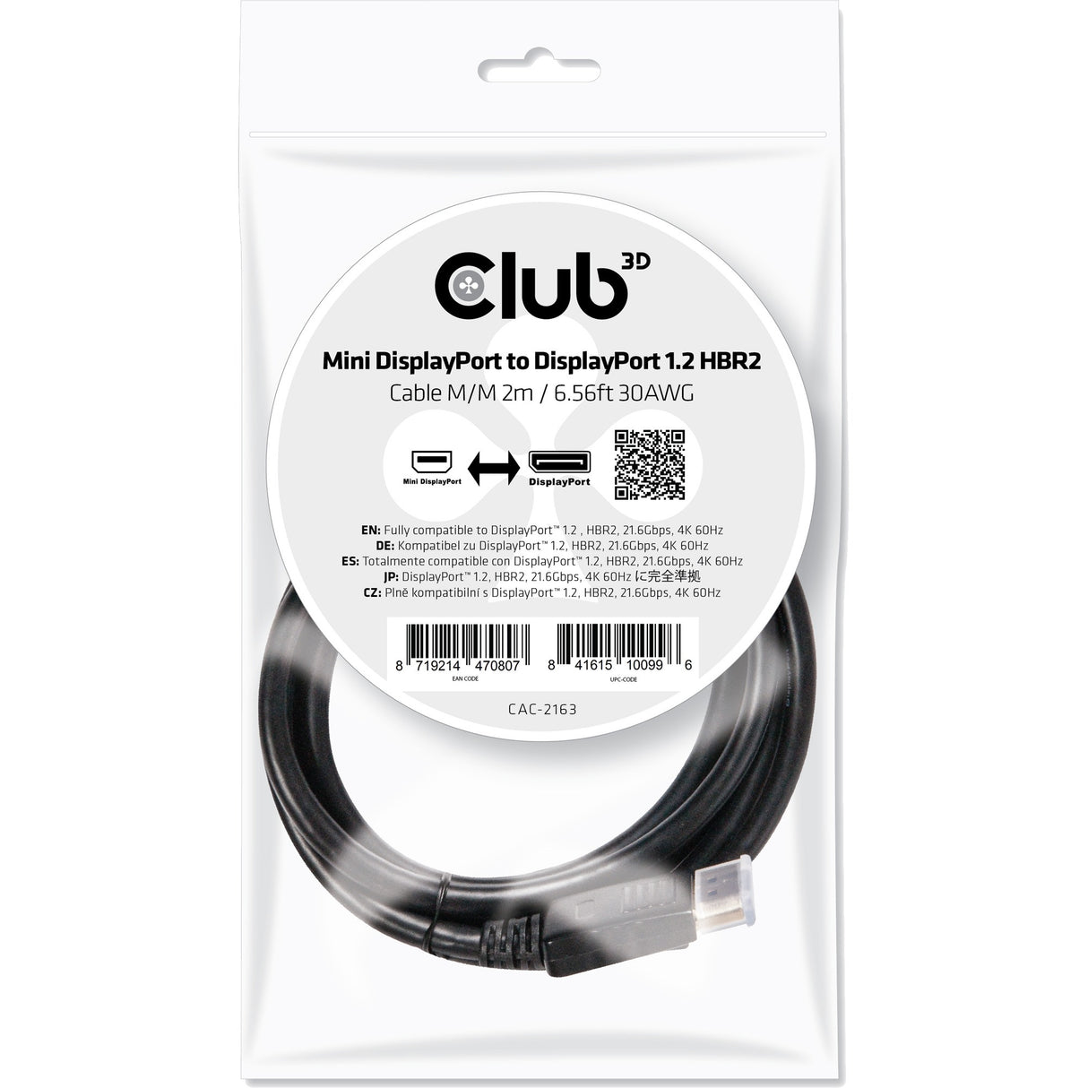 Club 3D Mini DisplayPort - DisplayPort 1.2 Kabel (schwarz, 2 Meter)