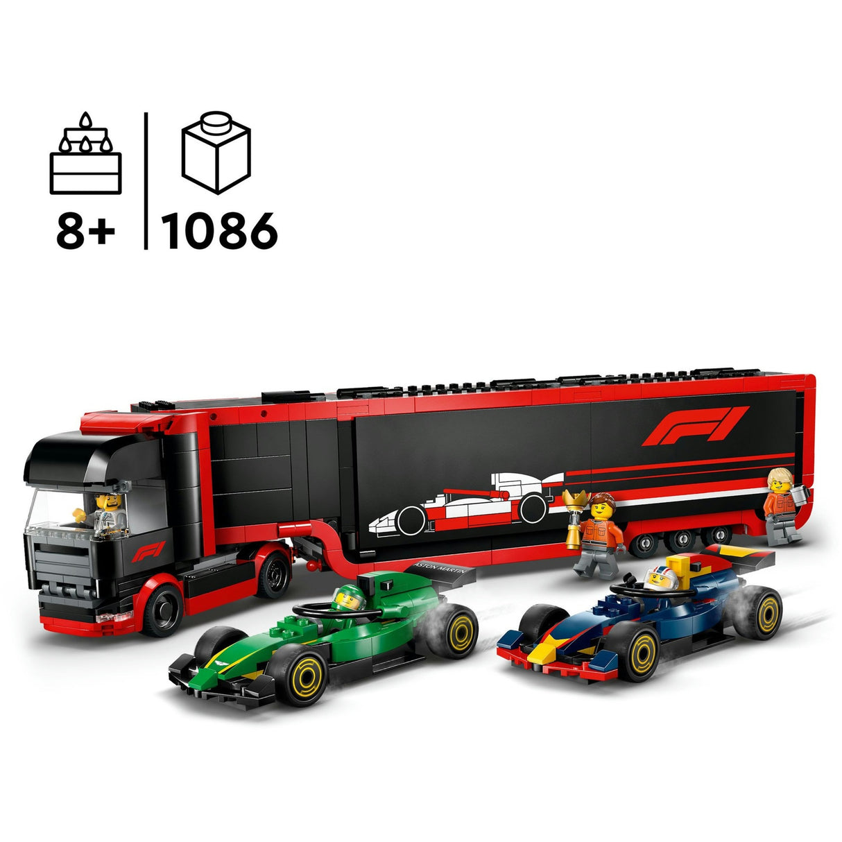 Lego City 60445 F1-Truck mit RB20- und AMR24-F1-Autos