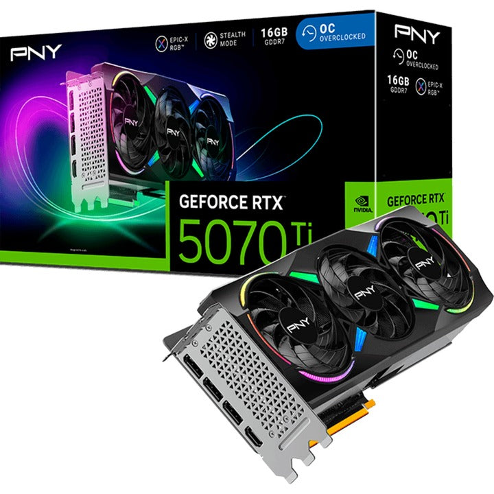 Pny Geforce RTX 5070 Ti ARGB Epic-X RGB OC Grafikkarte (DLSS 4, 3x Display Port, 1x HDMI)